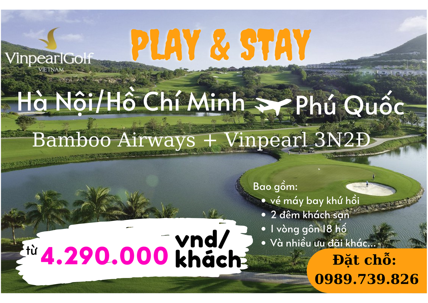 [HCM-PHÚ QUỐC] COMBO 3N2Đ - BAY CHẤT NGHỈ CHILL CHƠI GOLF ĐẲNG CẤP